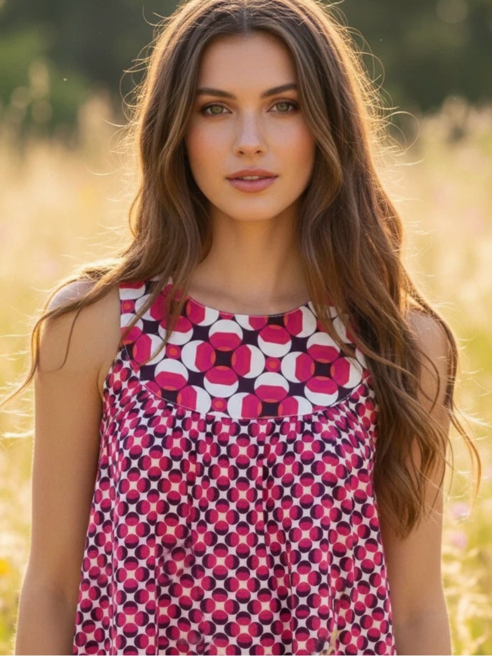 Banana Republic Pink and White Geometric Sleeveless Camisole